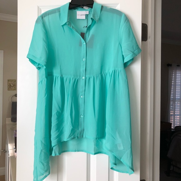 Size 6 Petite Green Tunic Blouse - Picture 1 of 7